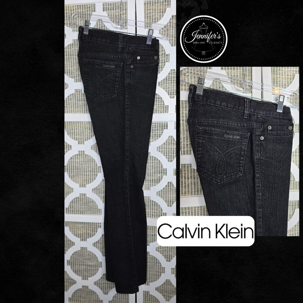 Calvin Klein Women's Black Stretch Flare Jeans Size 25/0
